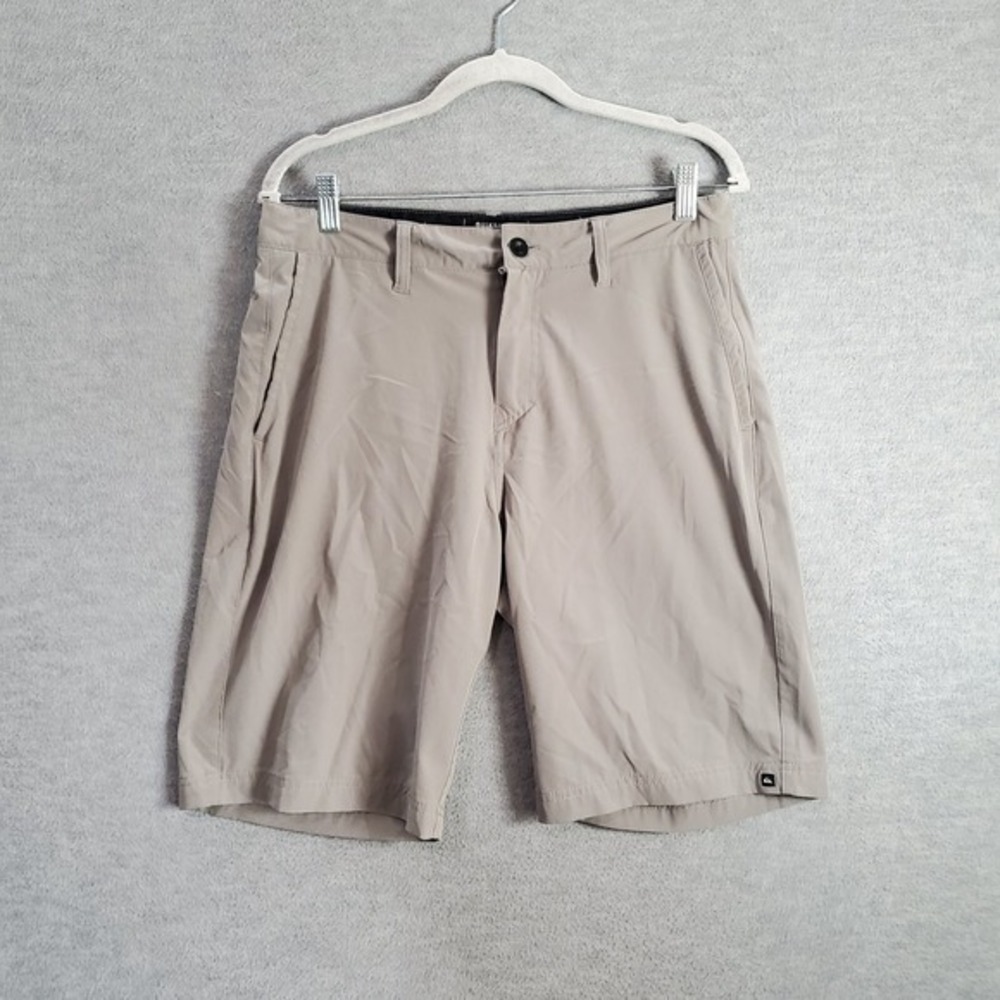 Quiksilver Men Shorts 31 Beige Amphibian Chino Pockets High Rise 10" Inseam